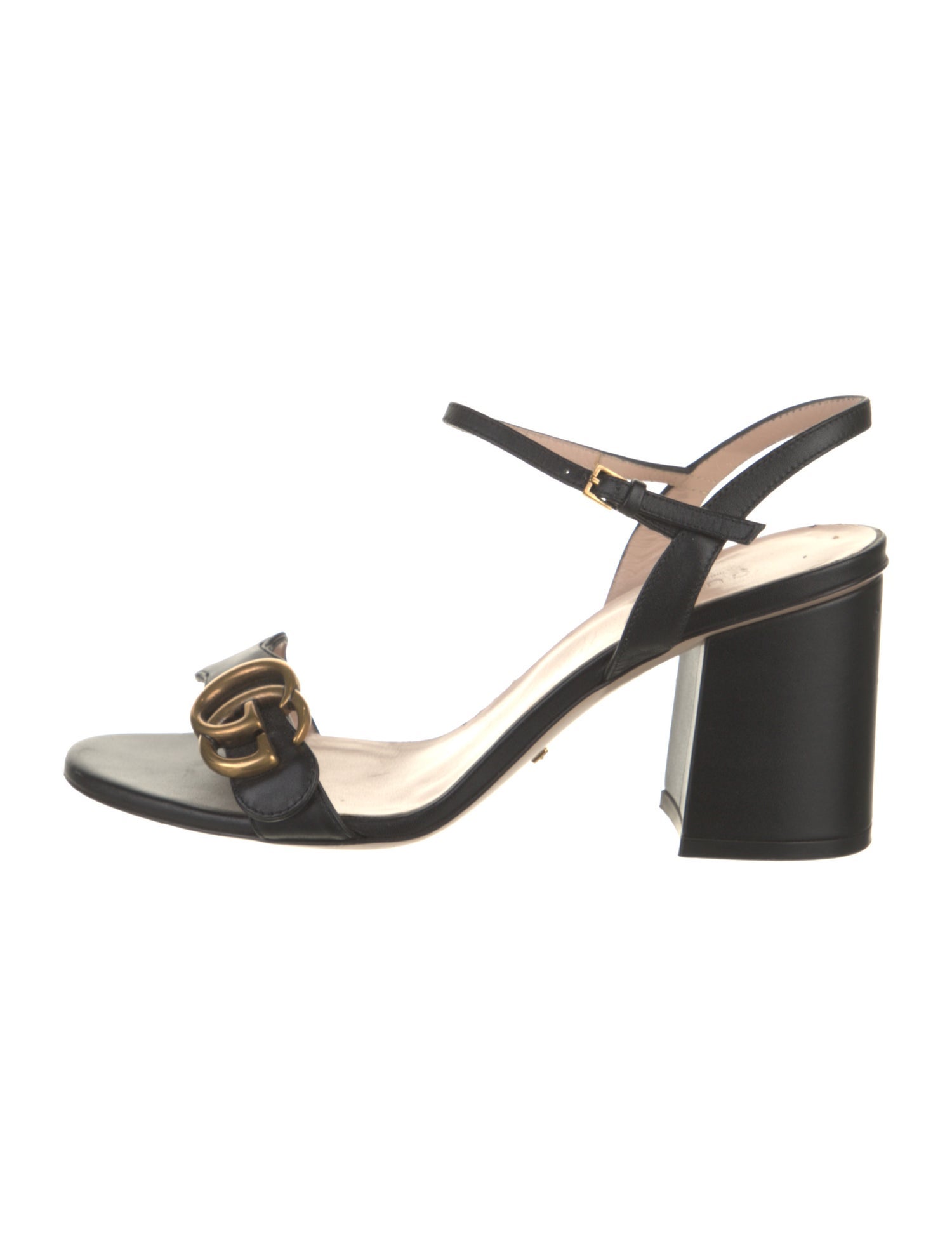 Gucci Double G Logo Leather Slingback Sandals