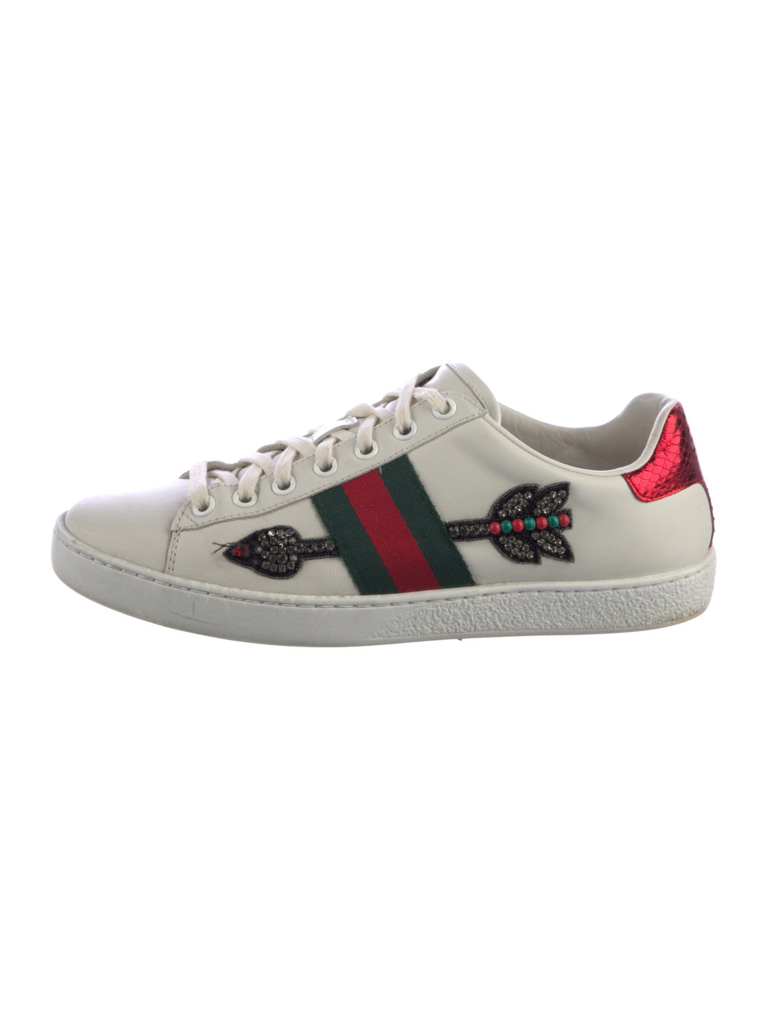 Gucci Web Accent Leather Sneakers