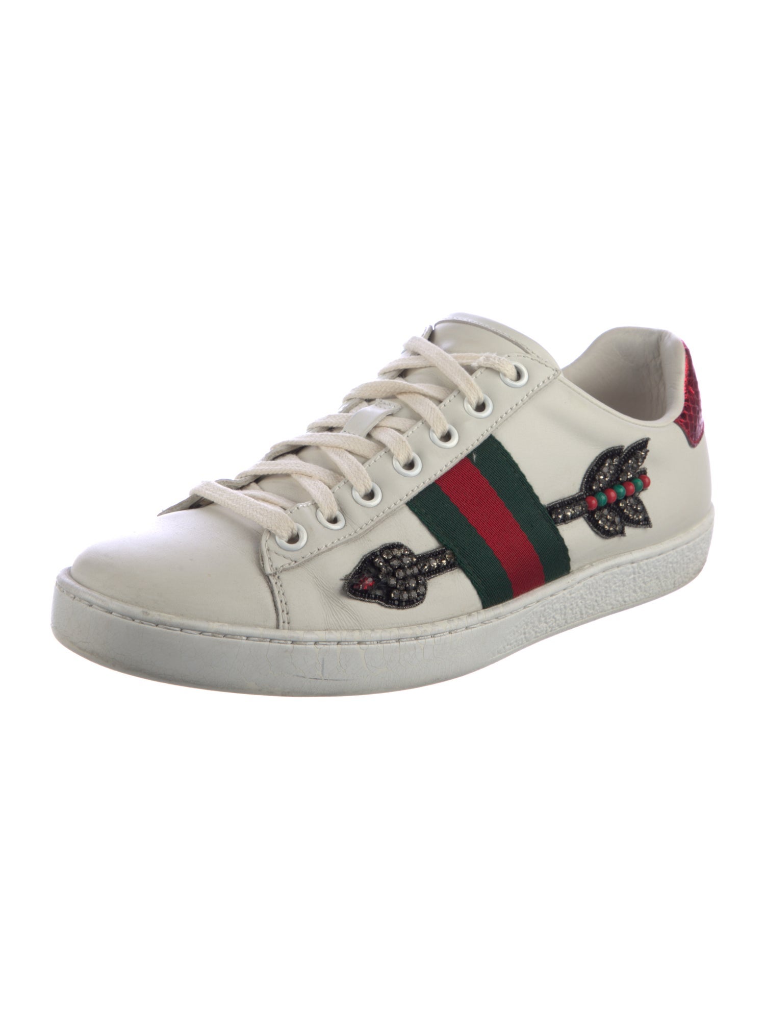 Gucci Web Accent Leather Sneakers