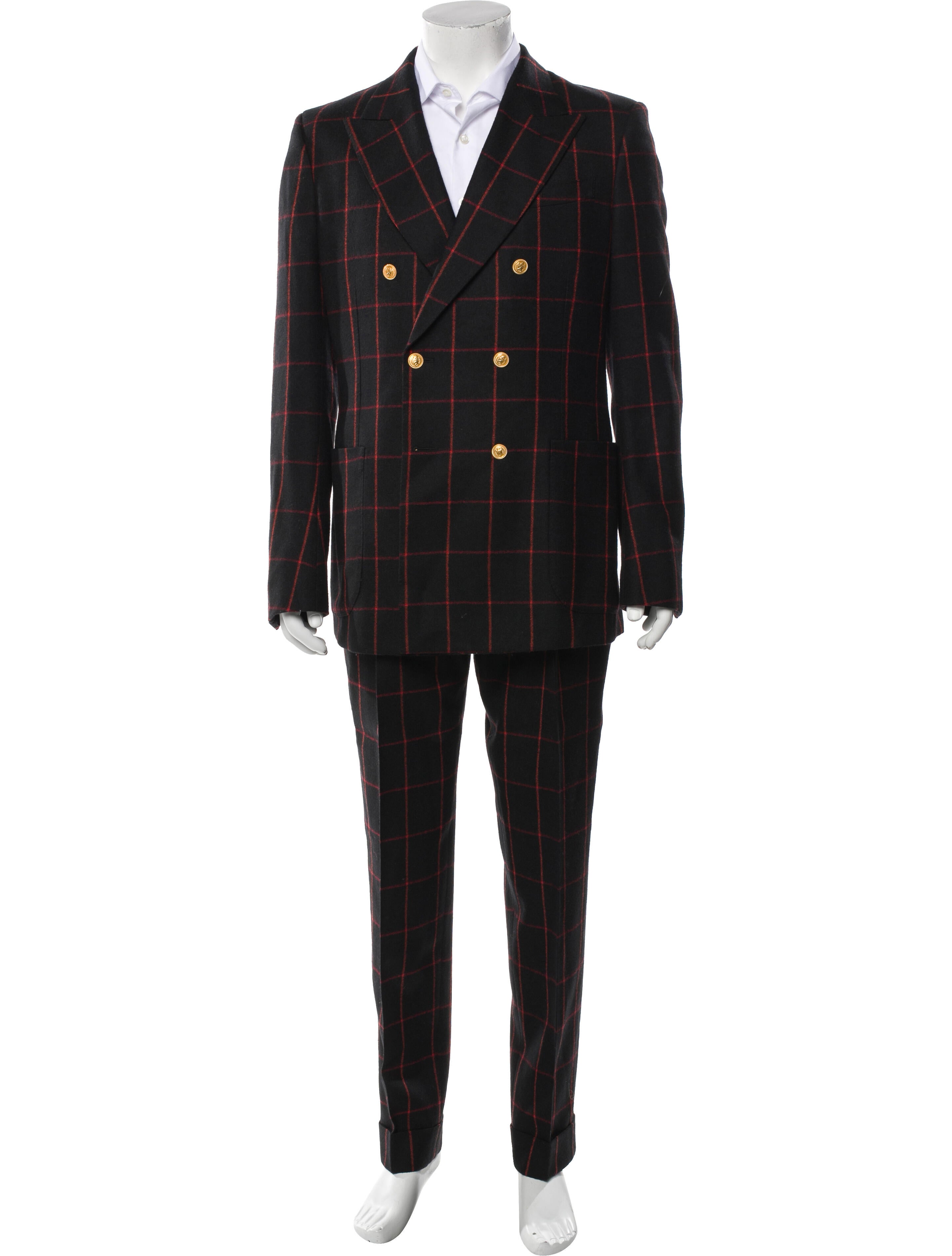 Gucci Wool Plaid Print Two-Piece Suit