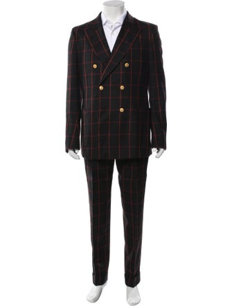 Gucci Wool Plaid Print Two-Piece Suit