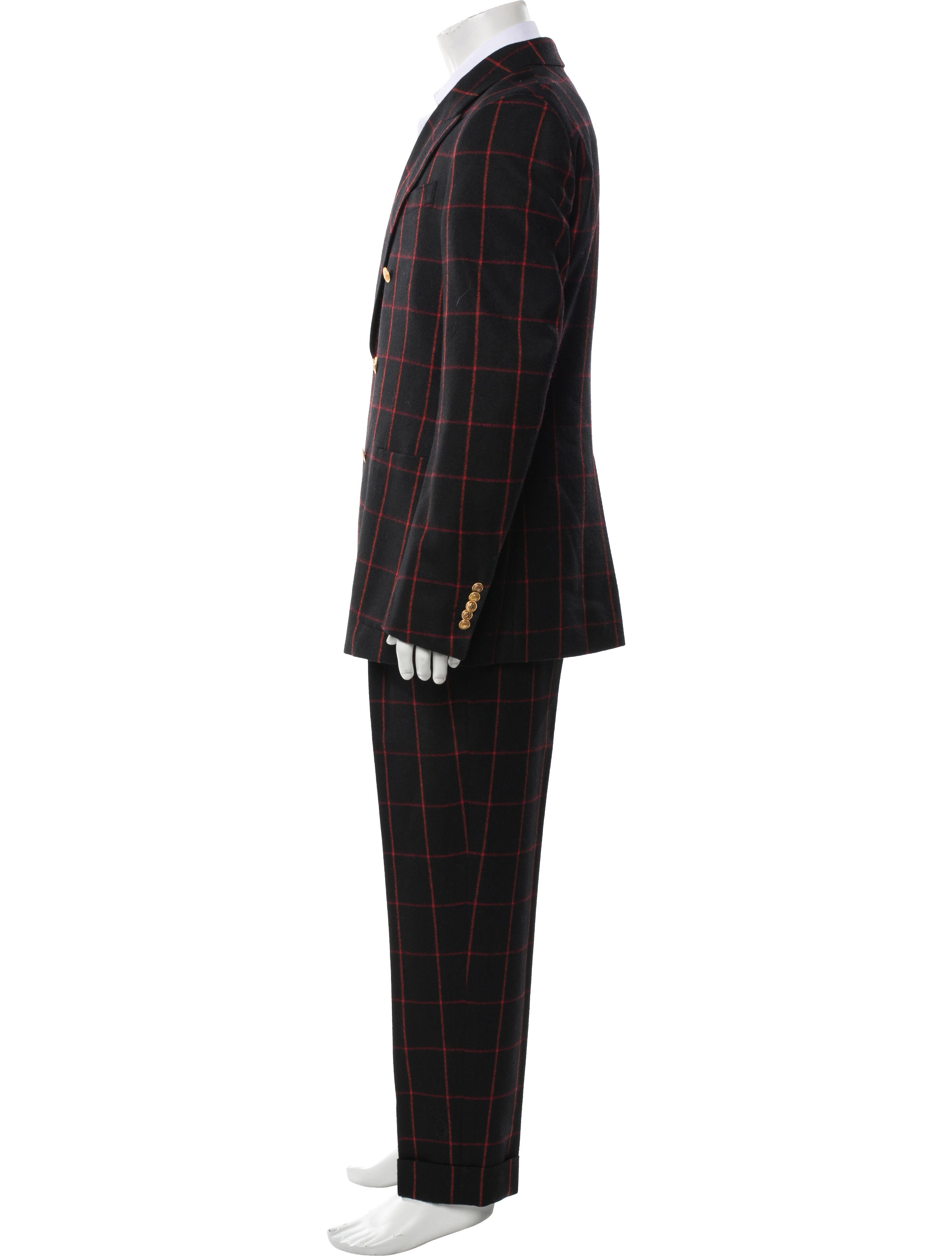 Gucci Wool Plaid Print Two-Piece Suit