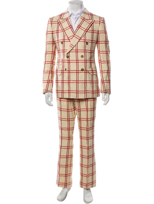 Gucci Wool Plaid Print Two-Piece Suit