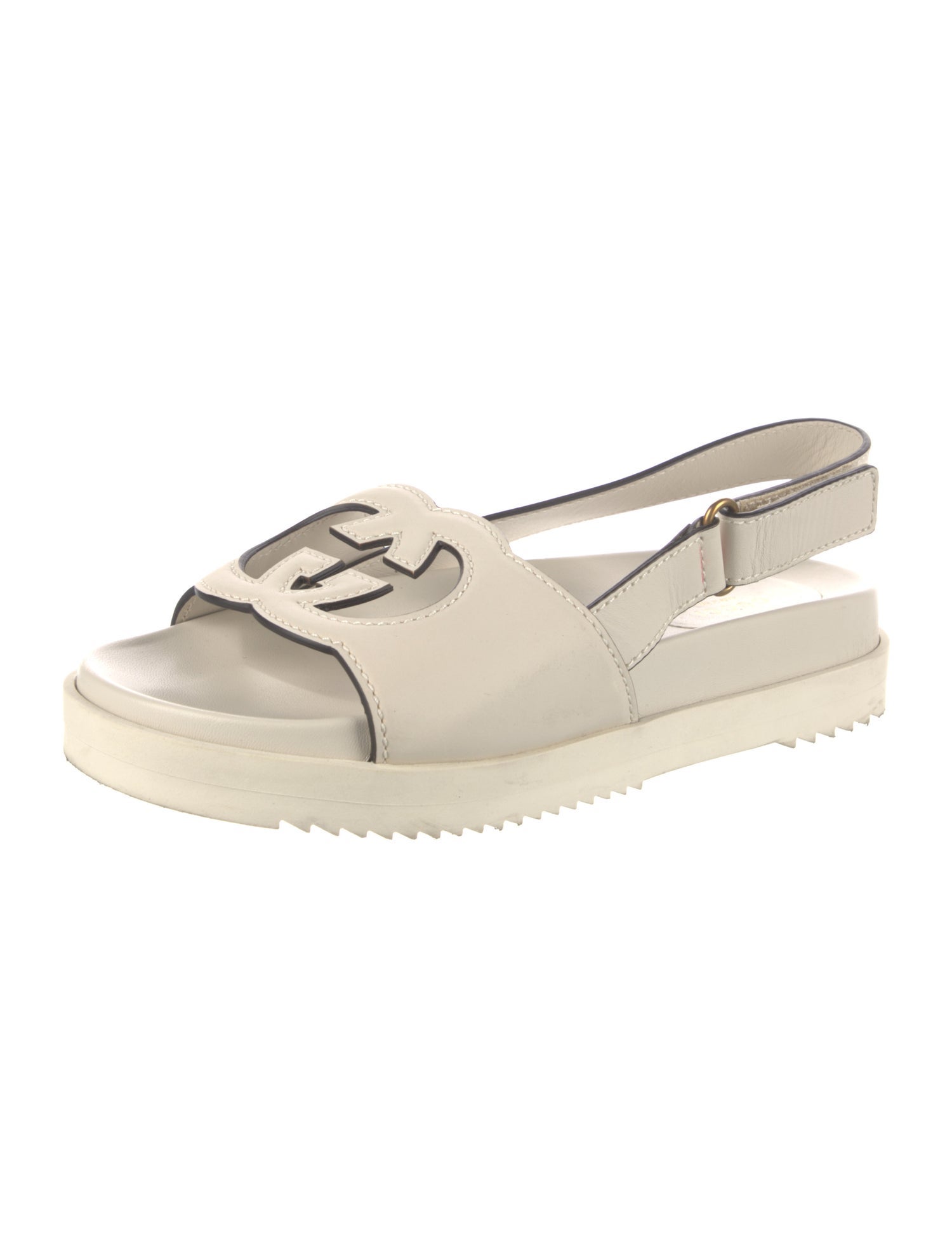 Gucci Interlocking G Logo Leather Slingback Sandals