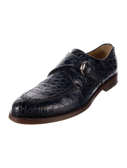 Gucci Horsebit Accent Crocodile Monk Straps