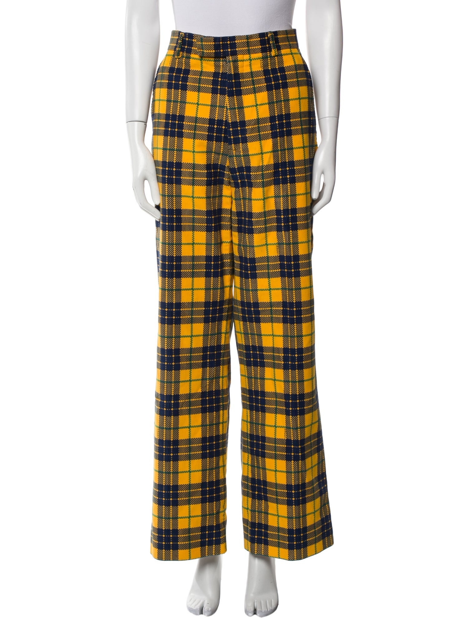 Gucci Plaid Print Wide Leg Pants