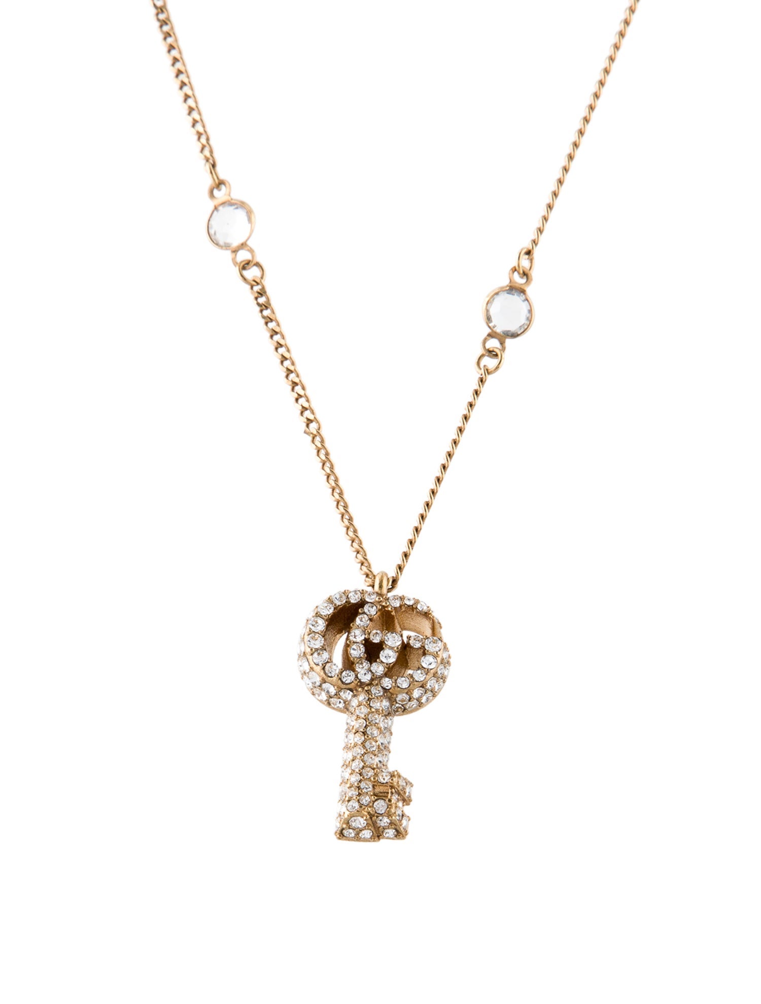Gucci Double G Crystal Pendant Necklace