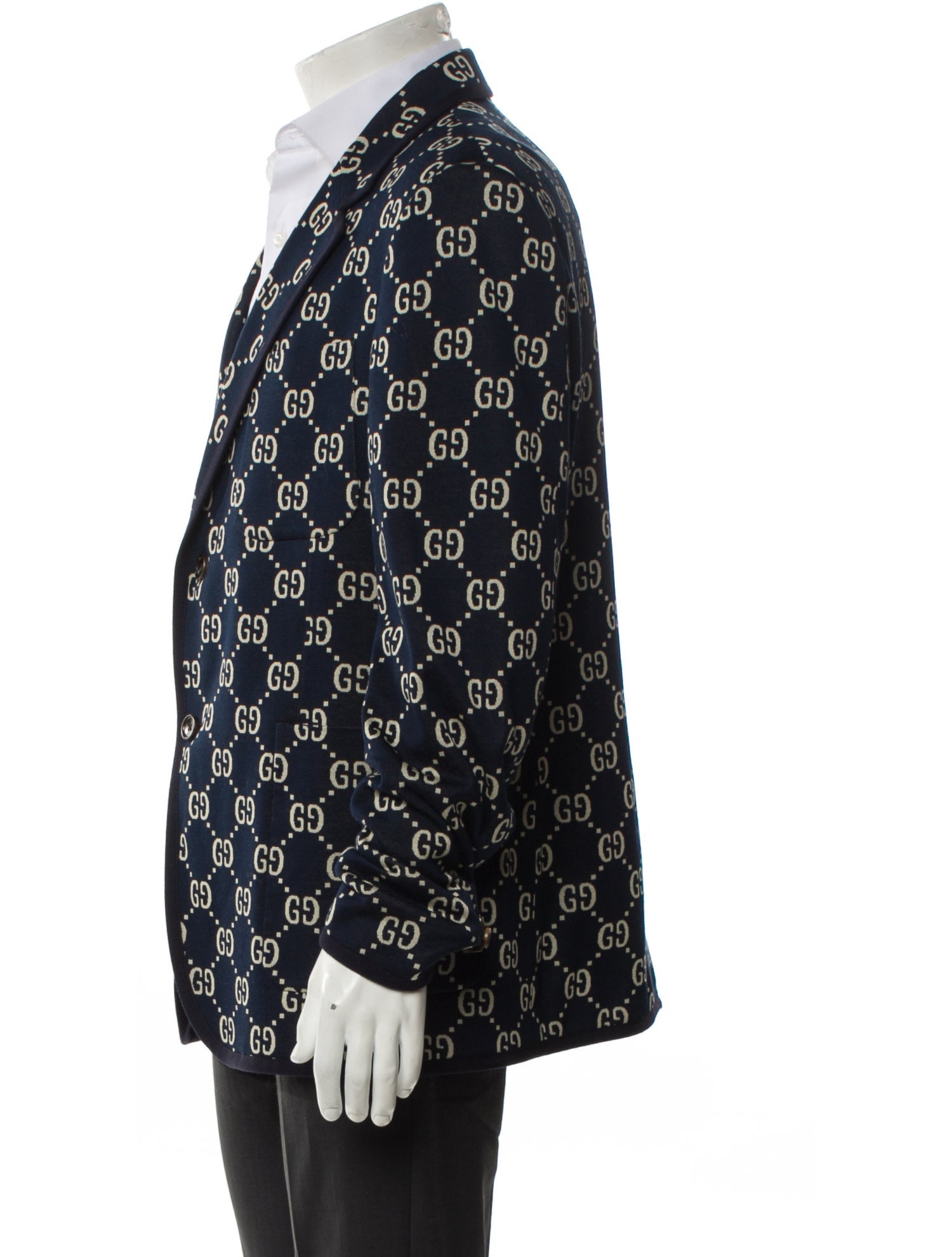 Gucci GG Logo Grosgrain Trim Blazer