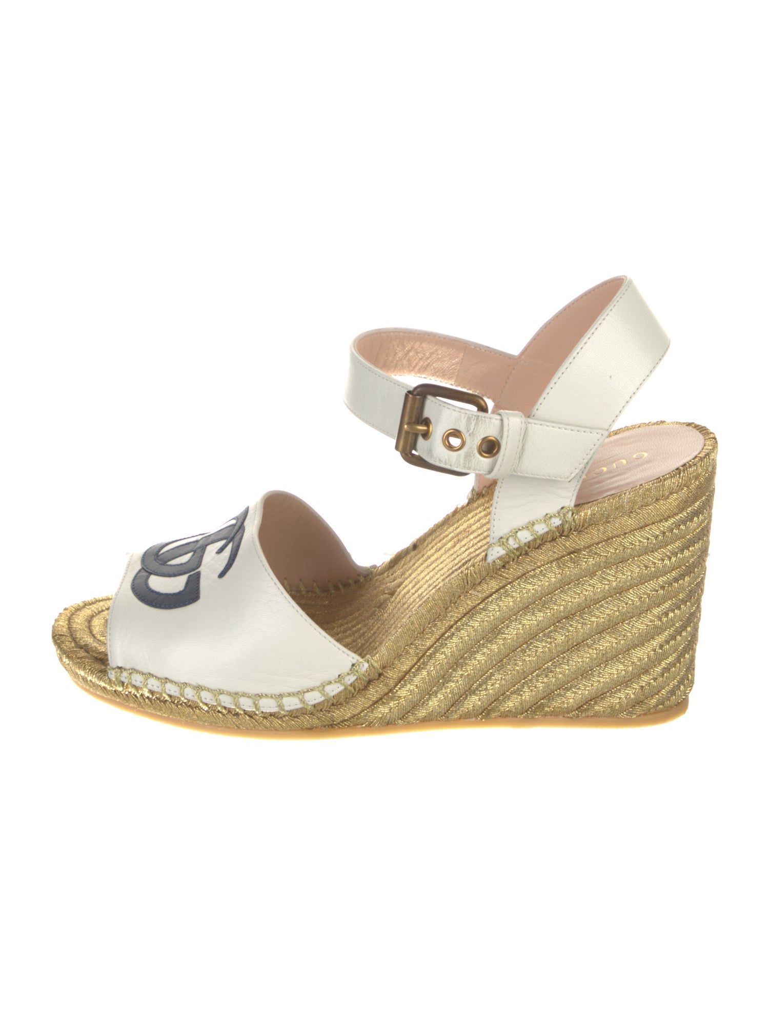 Gucci Double G Logo Leather Espadrilles