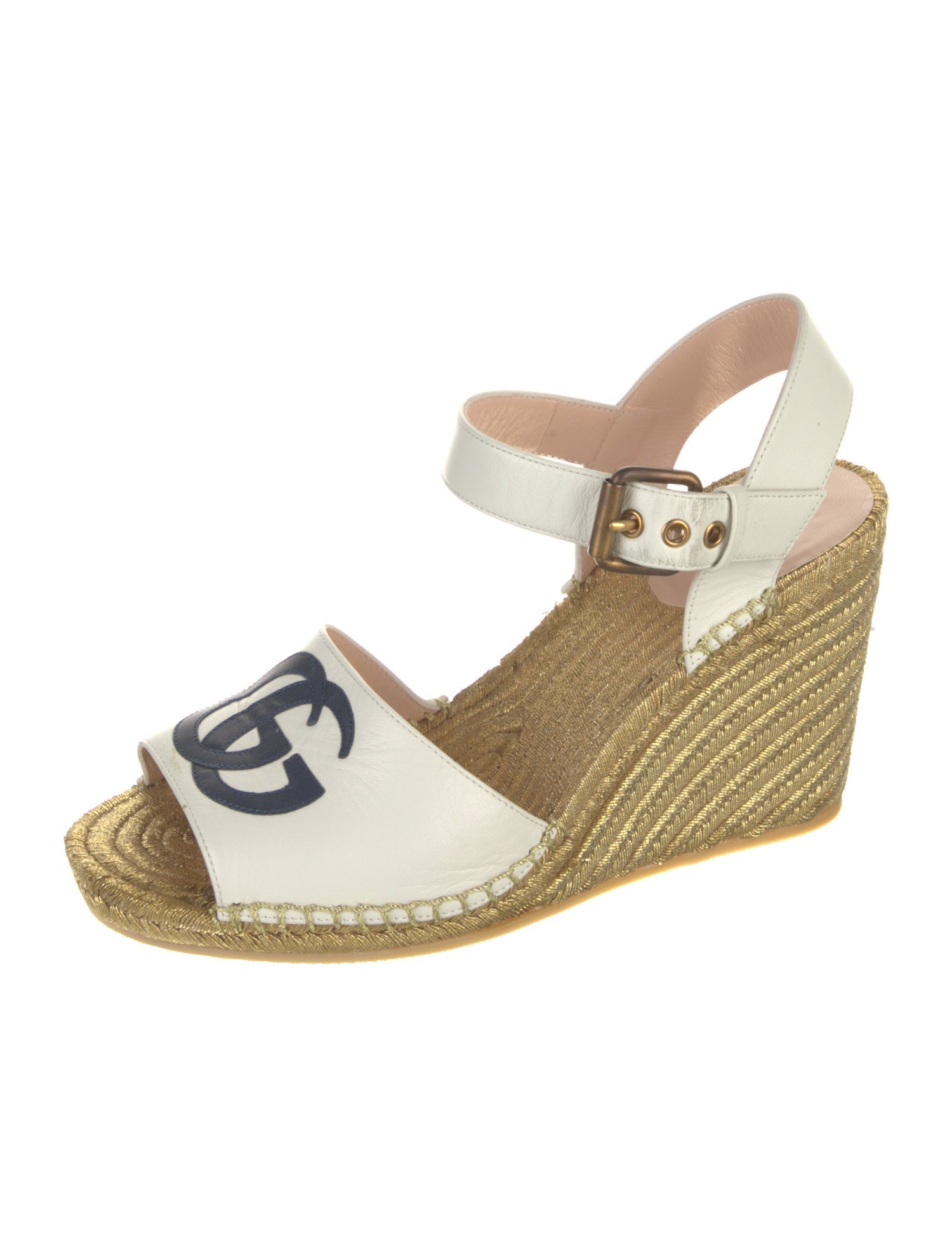 Gucci Double G Logo Leather Espadrilles