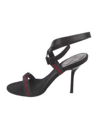 Gucci Web Accent Canvas Slingback Sandals