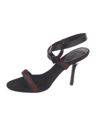 Gucci Web Accent Canvas Slingback Sandals