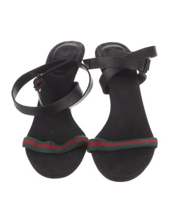 Gucci Web Accent Canvas Slingback Sandals