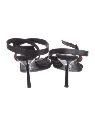 Gucci Web Accent Canvas Slingback Sandals