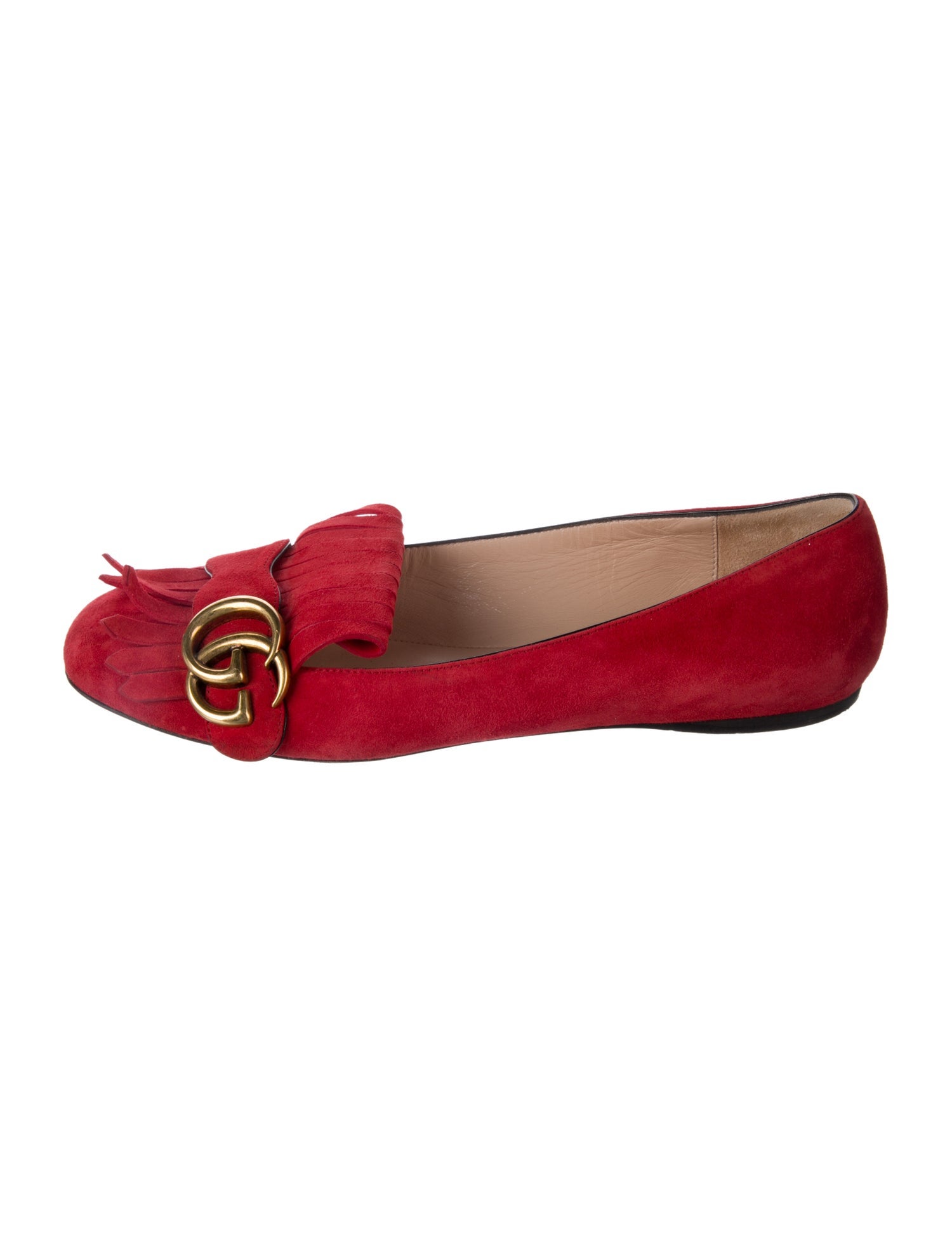 Gucci Suede Fringe Trim Accent Loafers
