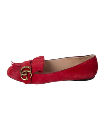 Gucci Suede Fringe Trim Accent Loafers