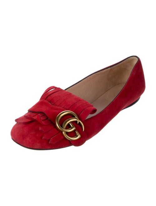 Gucci Suede Fringe Trim Accent Loafers