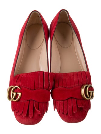 Gucci Suede Fringe Trim Accent Loafers