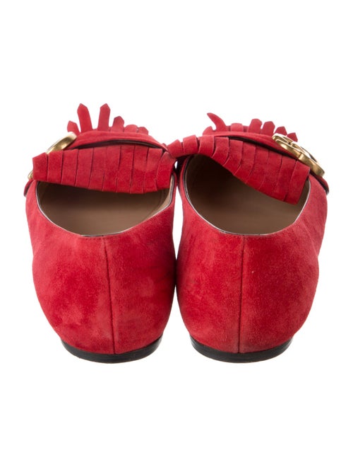 Gucci Suede Fringe Trim Accent Loafers