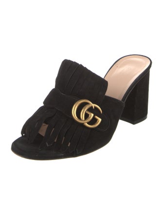 Gucci Double G Logo Suede Slides