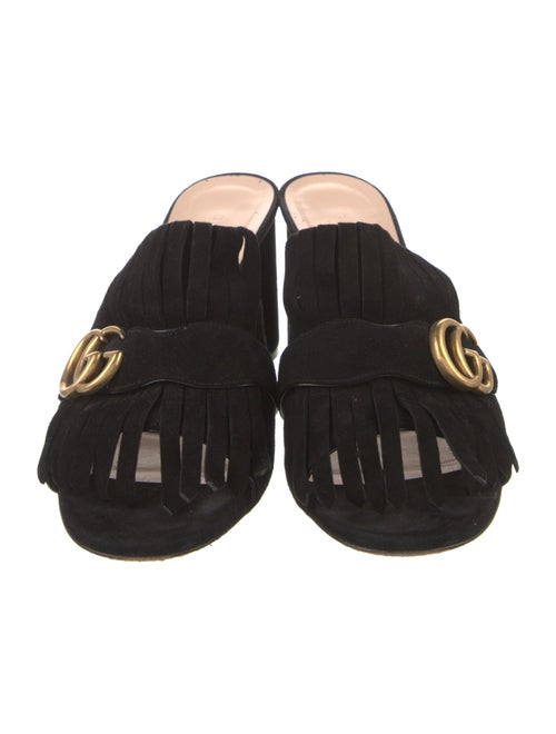 Gucci Double G Logo Suede Slides