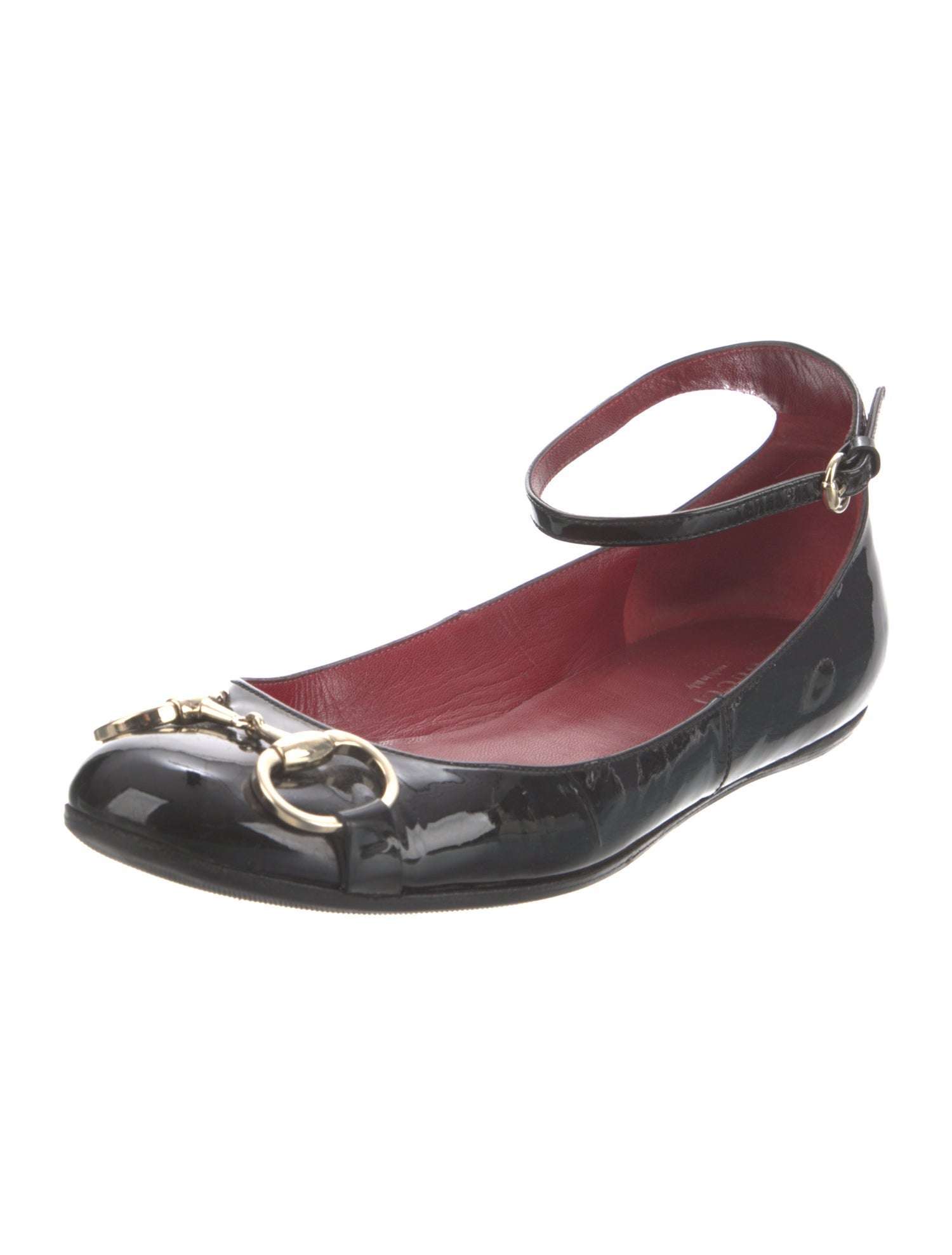Gucci Horsebit Accent Patent Leather Ballet Flats