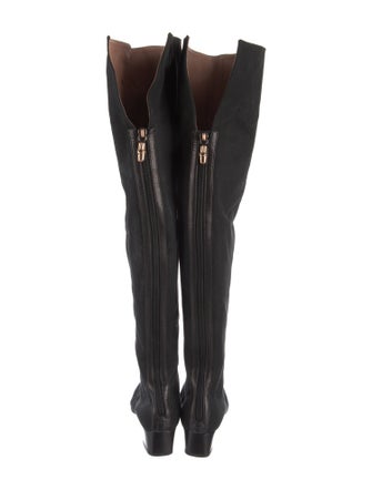 Gucci Canvas Leather Trim Embellishment Boots