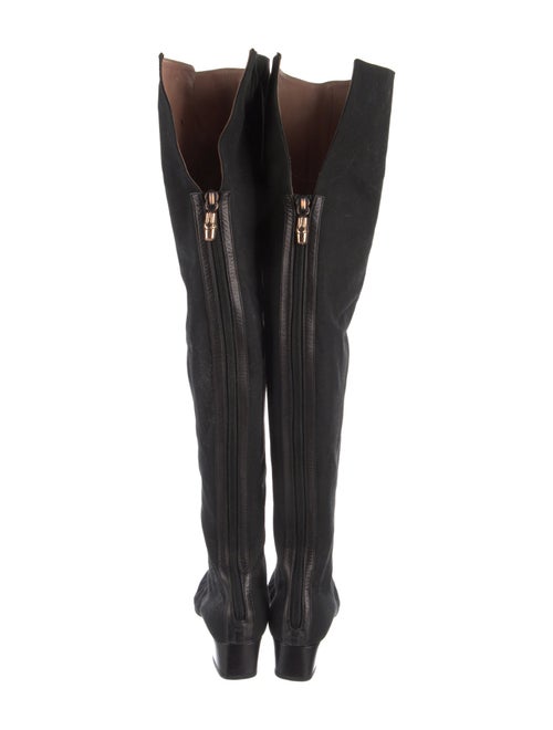 Gucci Canvas Leather Trim Embellishment Boots