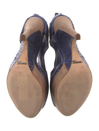 Gucci Python Animal Print T-Strap Pumps