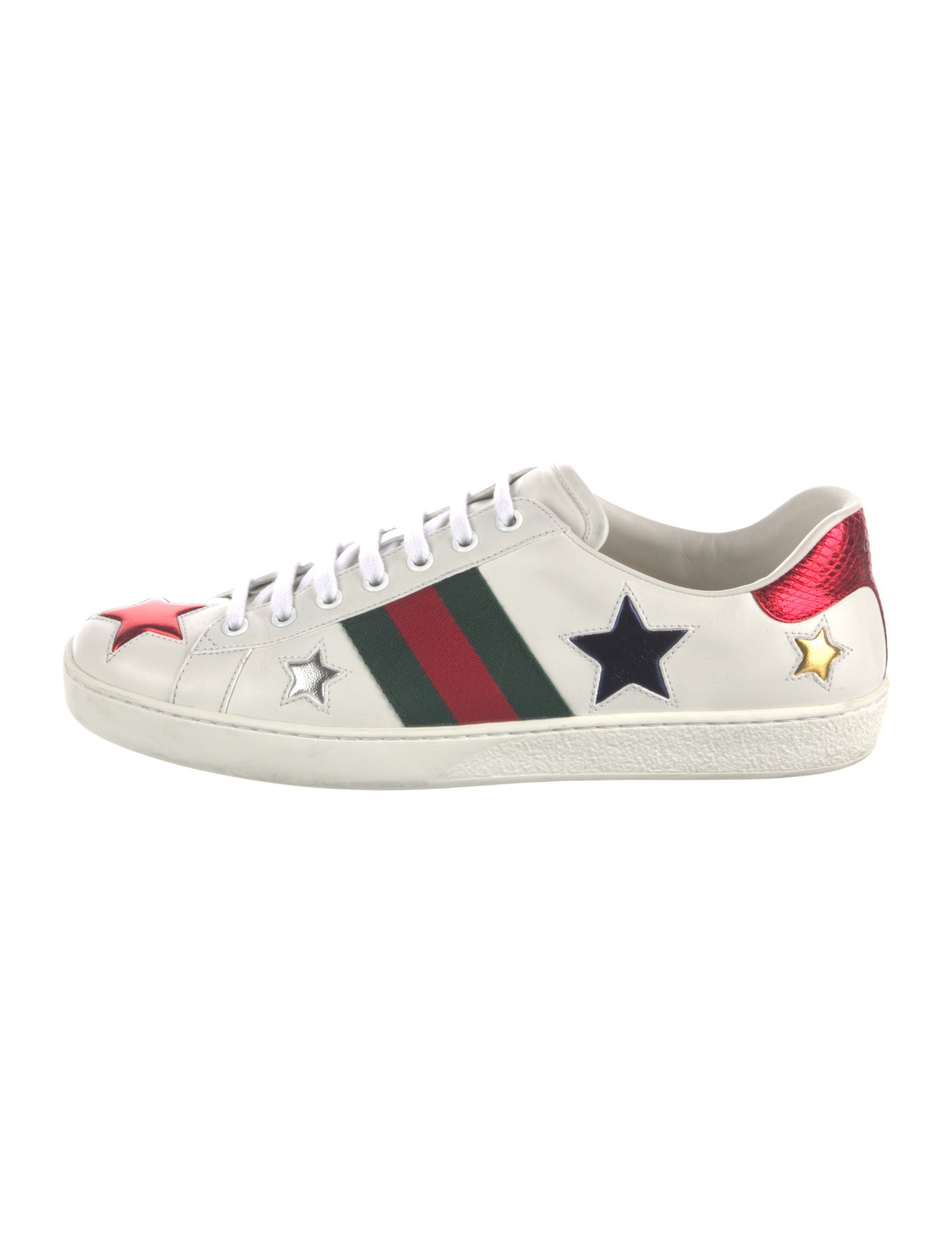 Gucci Web Accent Leather Sneakers