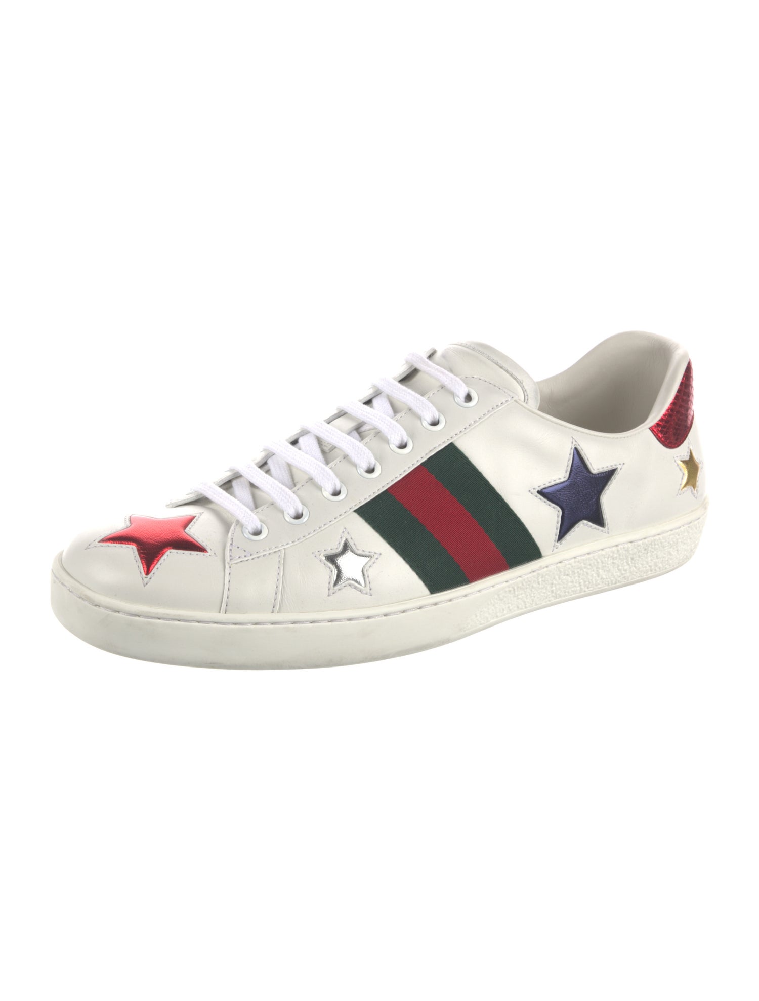 Gucci Web Accent Leather Sneakers