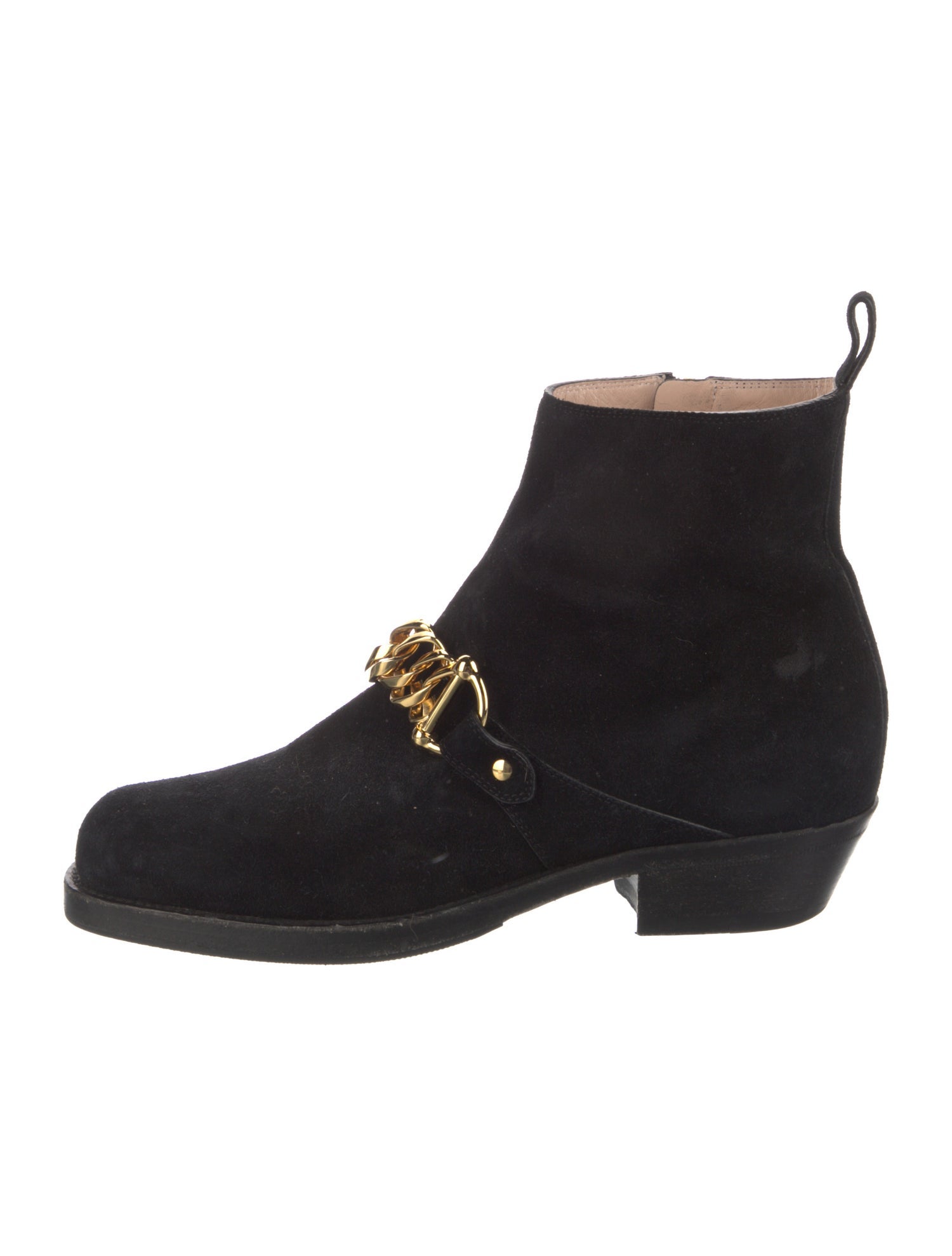 Gucci Chain-Link Accent Suede Moto Boots
