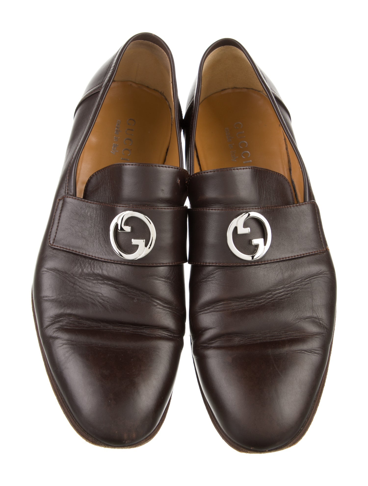 Gucci Interlocking G Logo Leather Dress Loafers