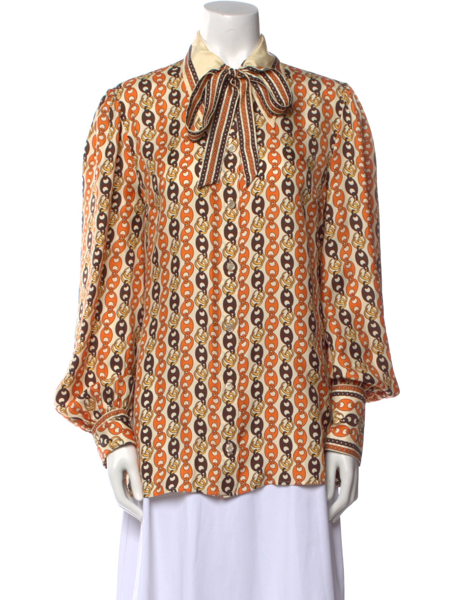 Gucci Silk Printed Button-Up Top