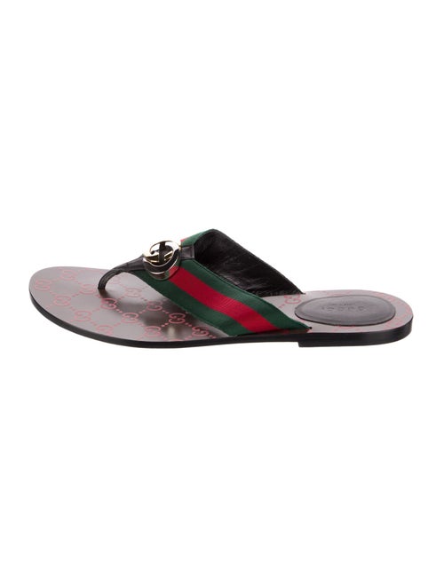 Gucci Interlocking G Logo Canvas Flip Flops