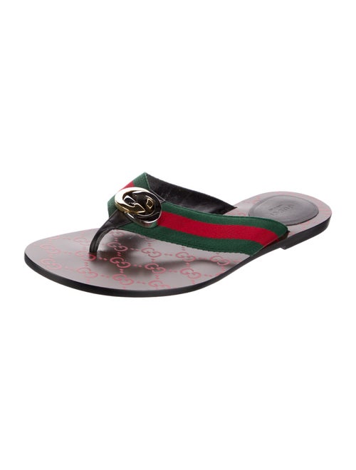 Gucci Interlocking G Logo Canvas Flip Flops