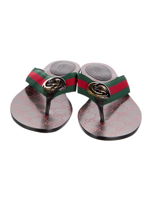Gucci Interlocking G Logo Canvas Flip Flops