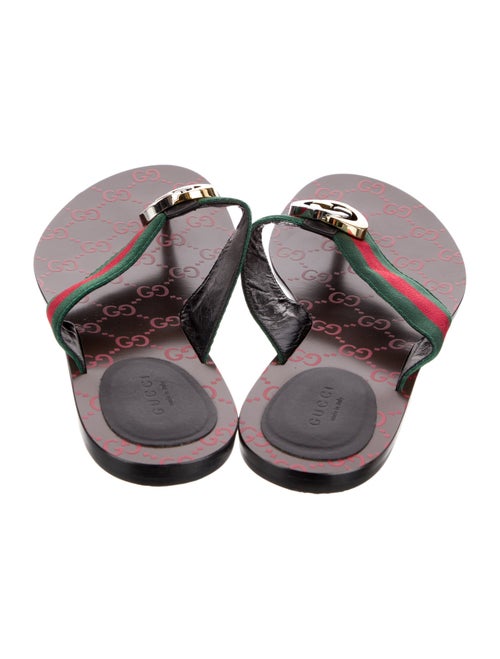 Gucci Interlocking G Logo Canvas Flip Flops