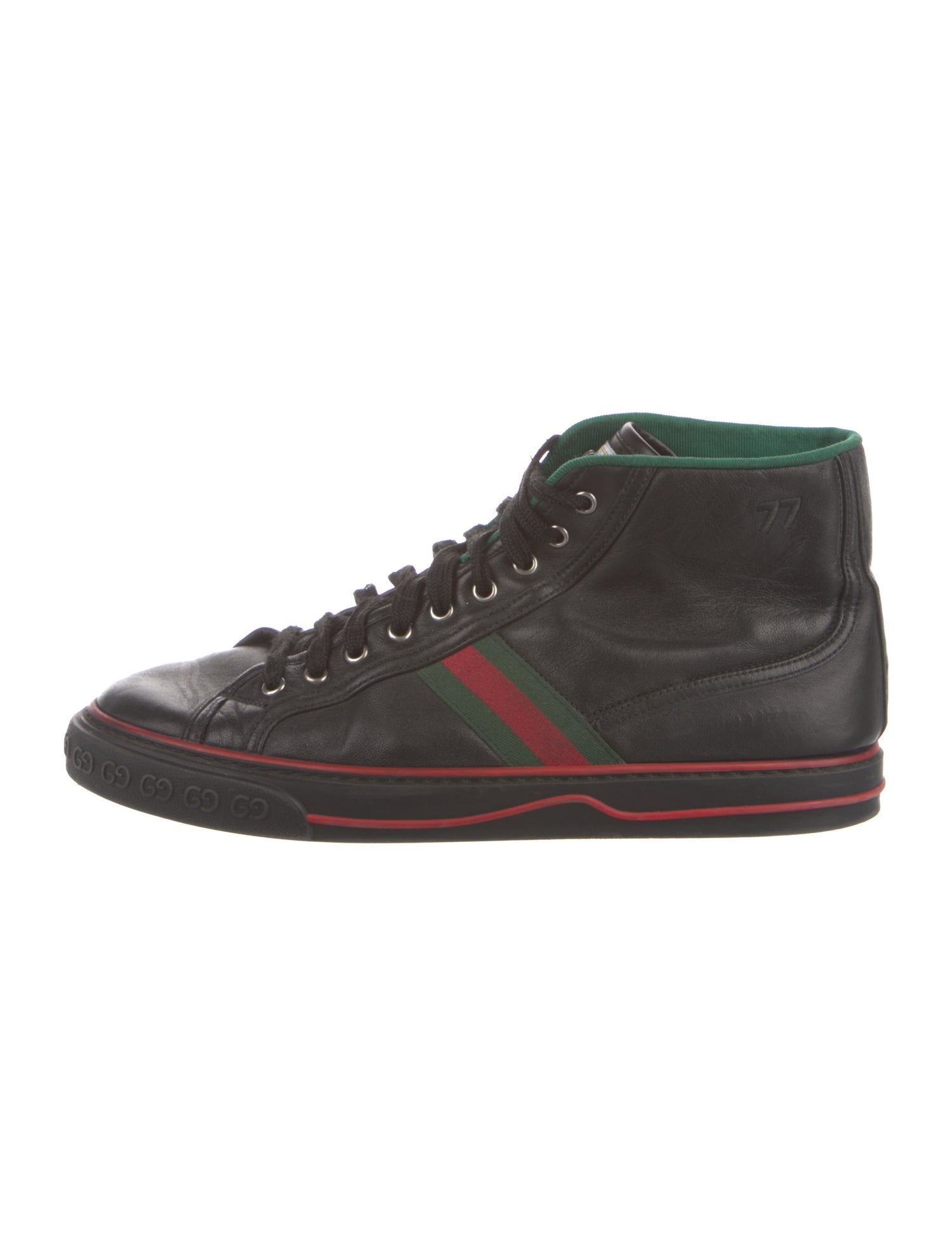 Gucci Web Accent Leather Sneakers