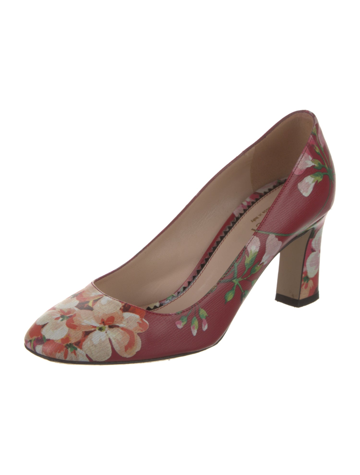 Gucci Blooms Print Leather Pumps