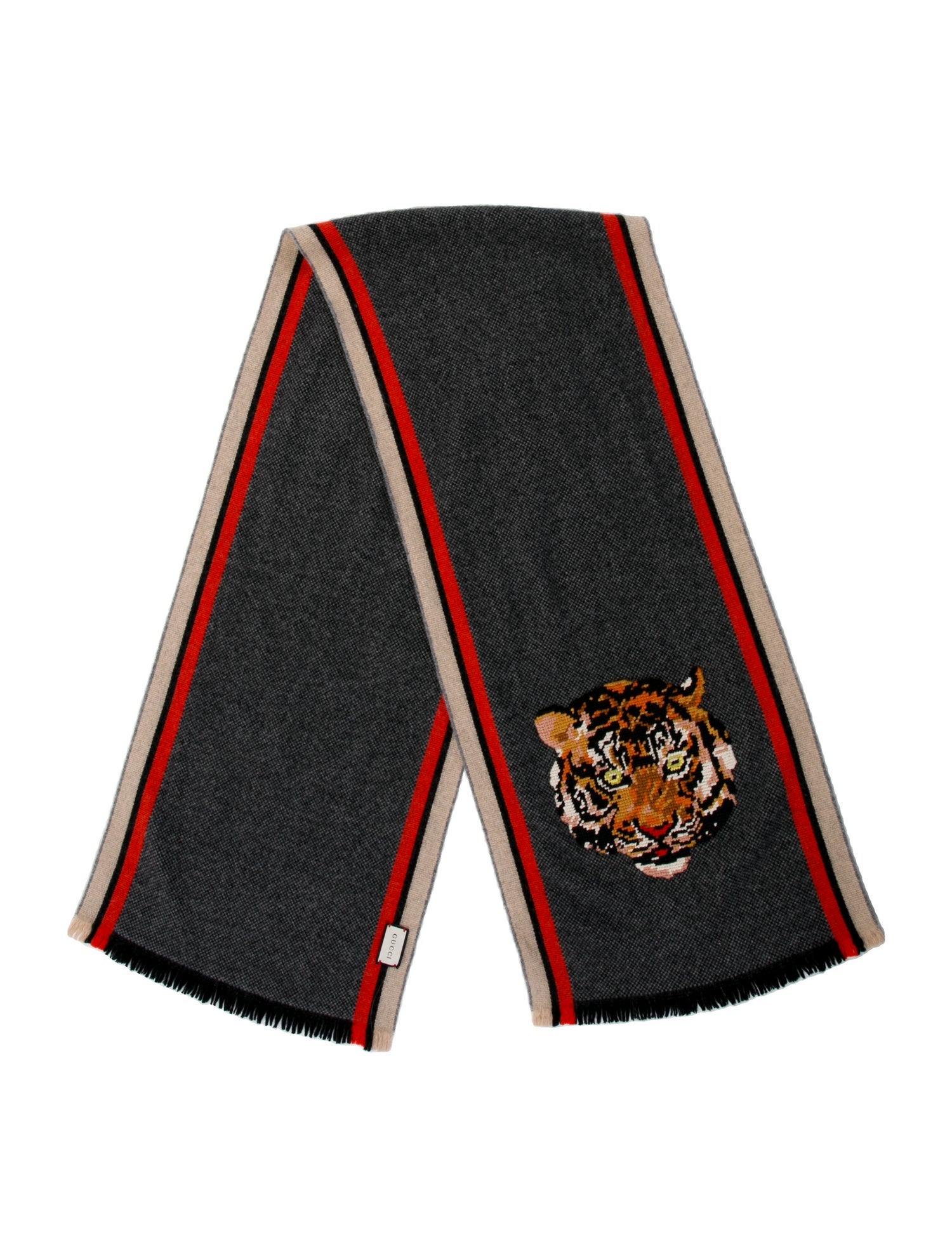 Gucci Wool Tiger Head Accent Scarf