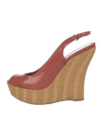 Gucci Patent Leather Colorblock Pattern Slingback Pumps