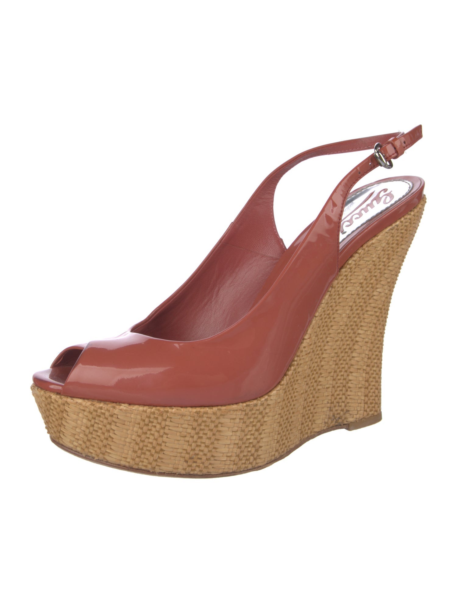 Gucci Patent Leather Colorblock Pattern Slingback Pumps