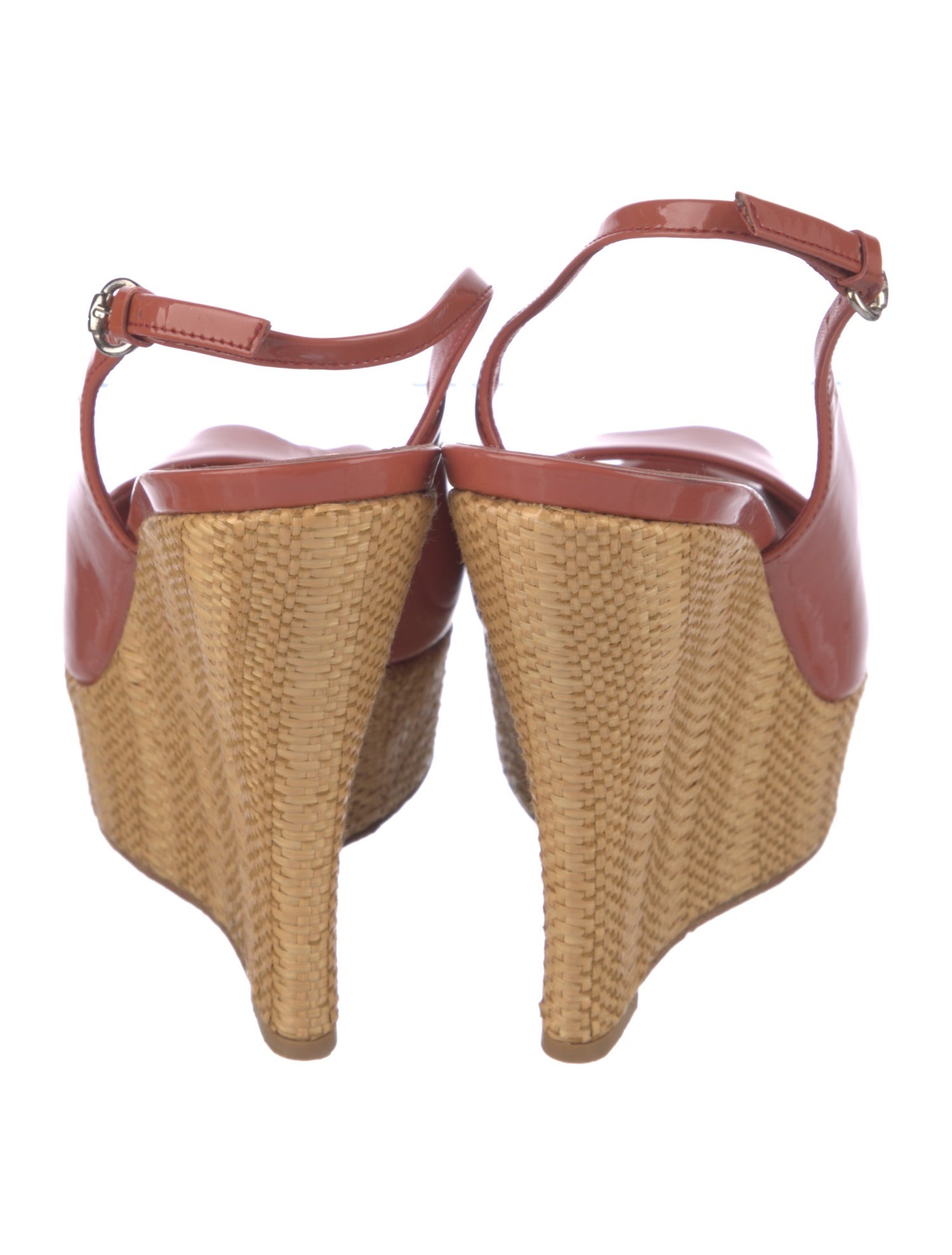 Gucci Patent Leather Colorblock Pattern Slingback Pumps