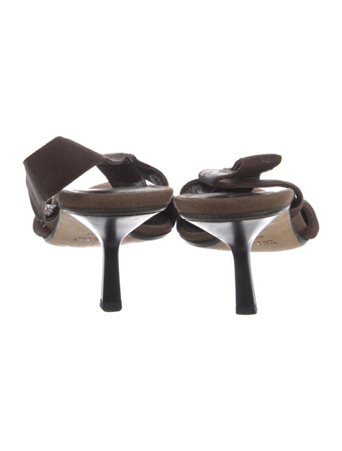 Gucci Canvas Grosgrain Trim Slingback Pumps