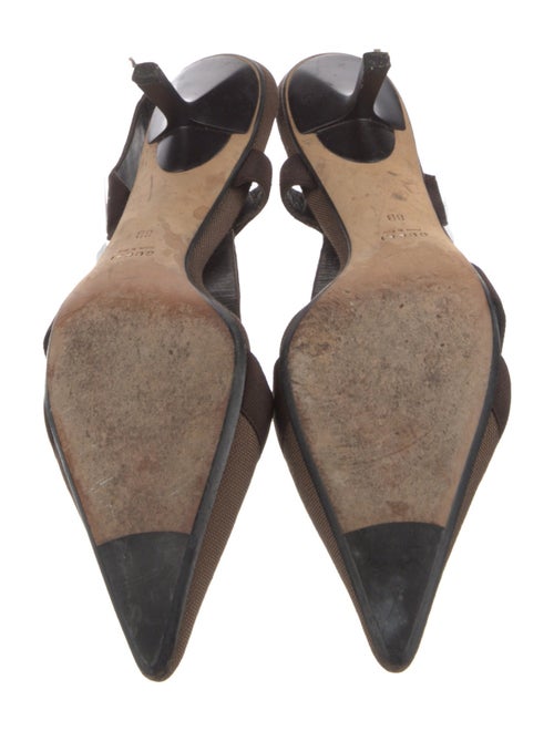 Gucci Canvas Grosgrain Trim Slingback Pumps