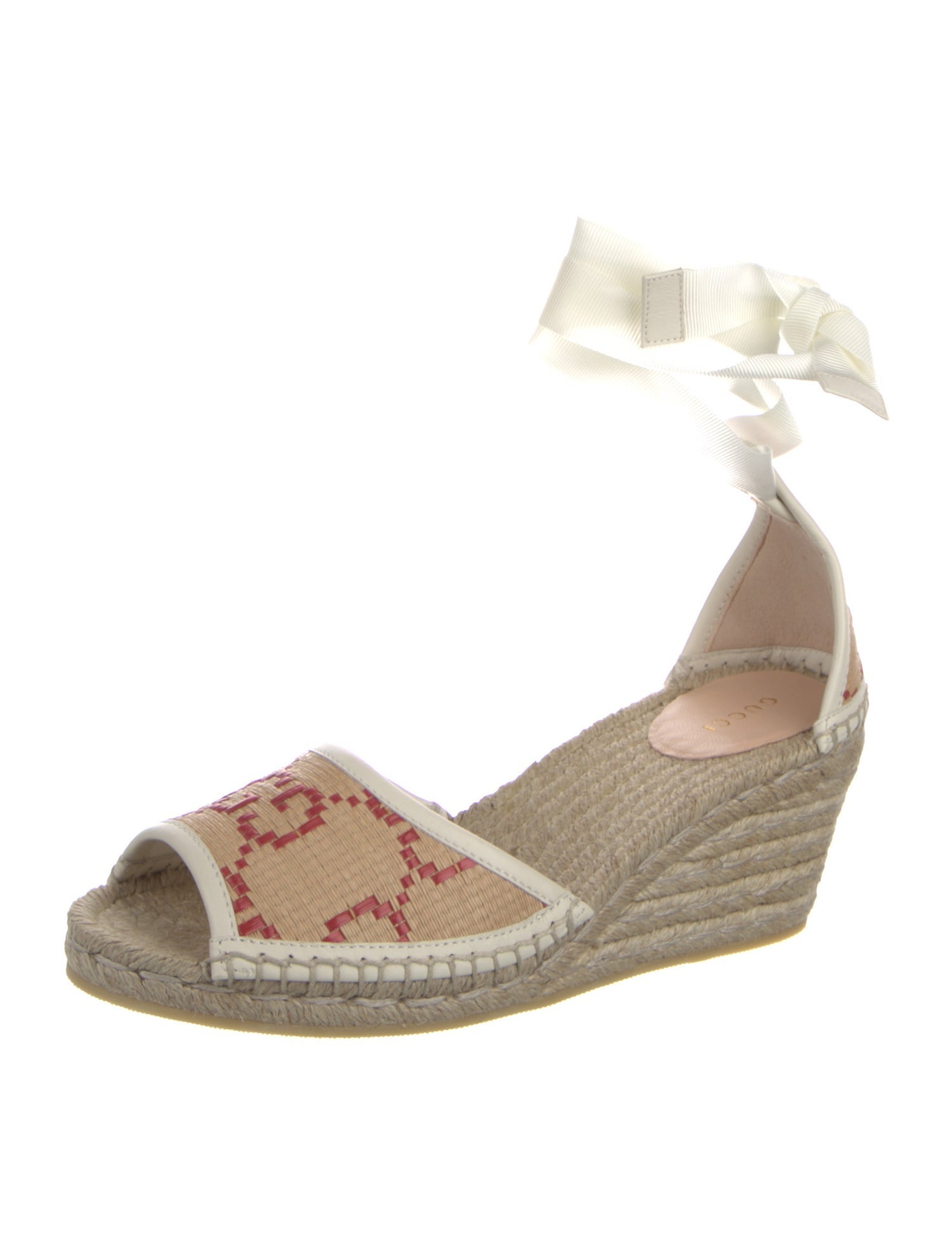 Gucci Interlocking G Logo Raffia Espadrilles w/ Tags