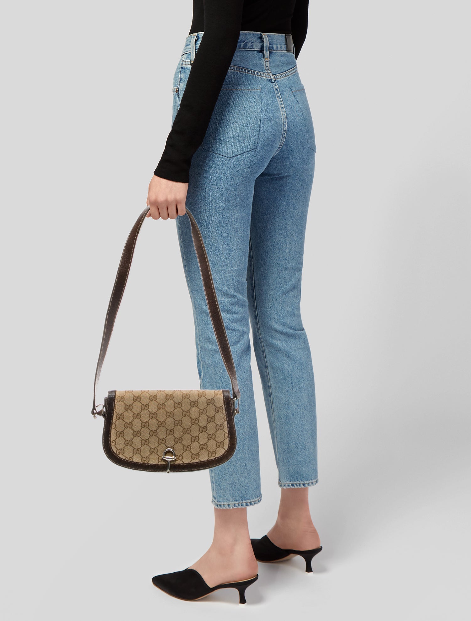 Gucci GG Canvas Shoulder Bag Small Vintage