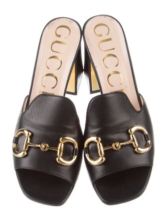Gucci Horsebit Accent Leather Slides