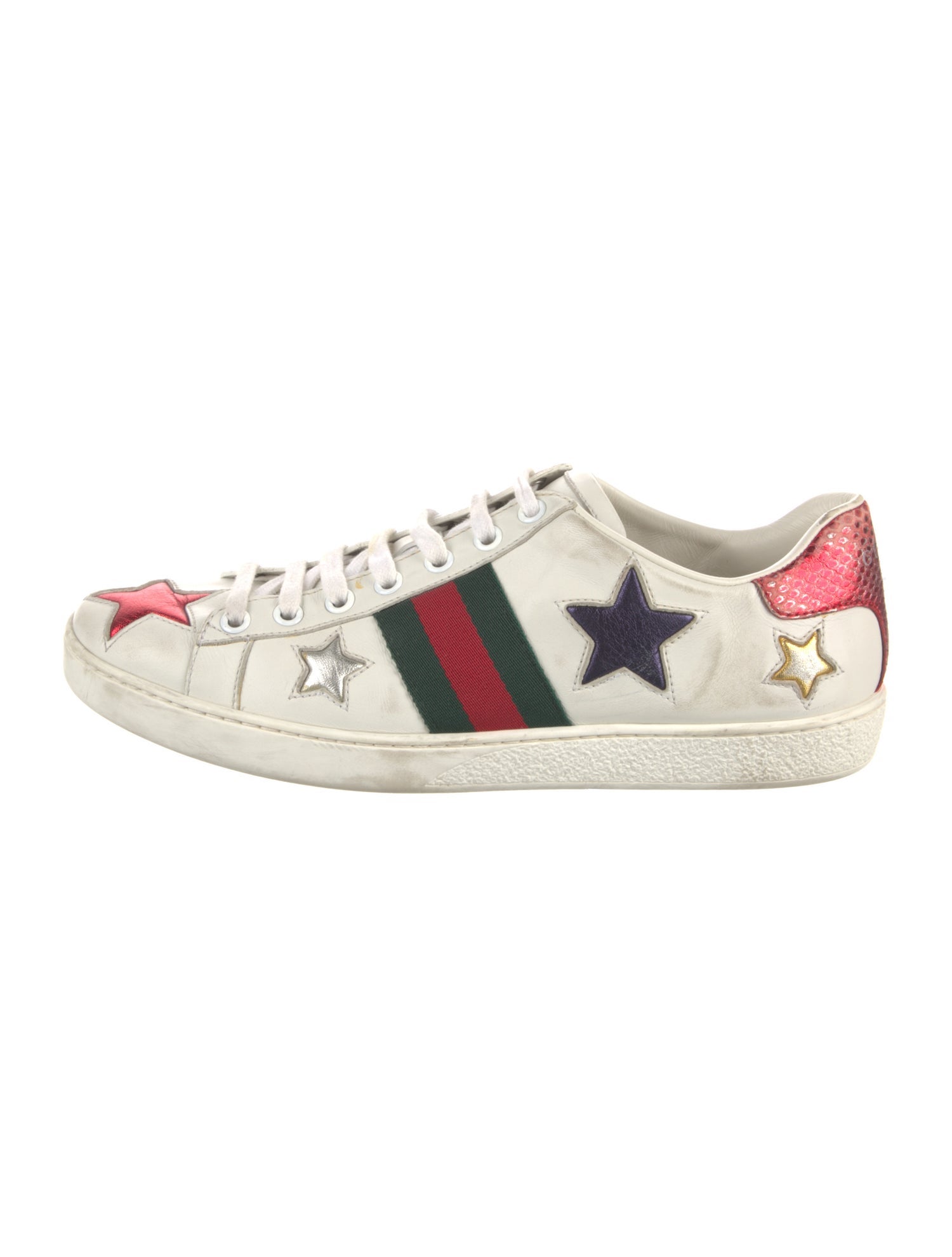 Gucci Web Accent Leather Sneakers
